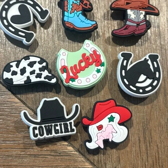 Western Themed Shoe Charms Set Cowboy / Cowgirl - Picture 3 of 3